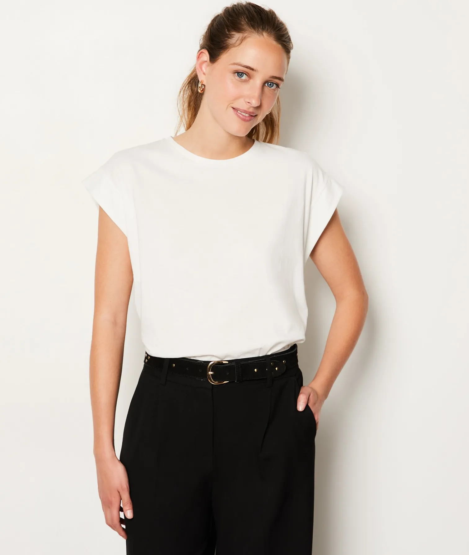 Etam 100% Cotton T-Shirt ECRU Flash Sale