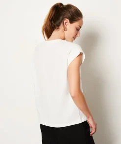 Etam 100% Cotton T-Shirt ECRU Flash Sale