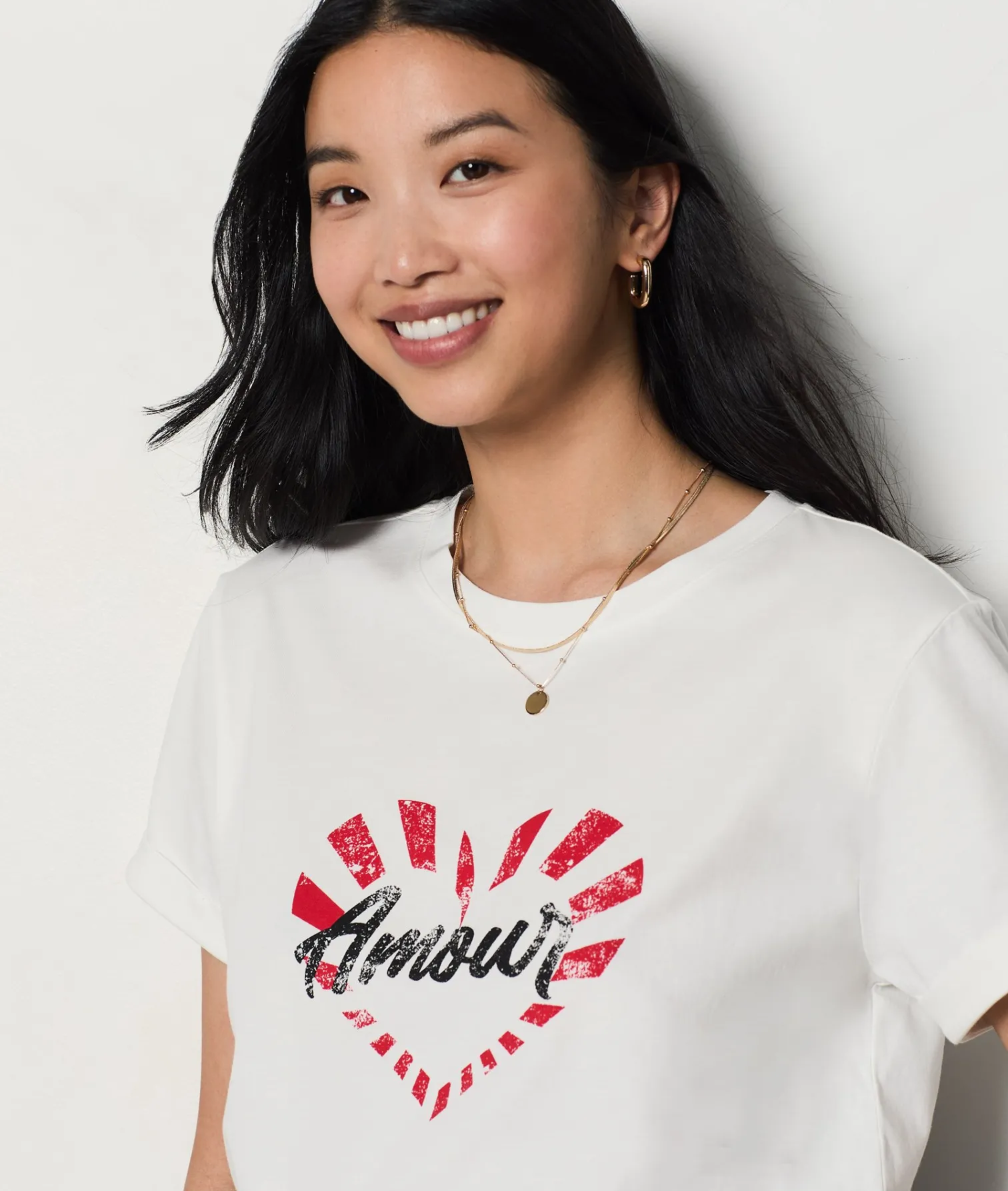 Etam "Amour" Print Cotton T-shirt ECRU Hot