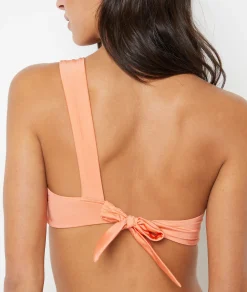 Etam Asymmetric Strapless Bikini Top to Tie CORAL Hot