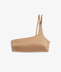 Etam Asymmetrical Bikini Top with Textured Bralette Gold Cheap