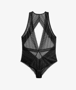 Etam Backless Lace Bodysuit BLACK Best Sale