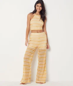 Etam Bicolour Crochet Tie-back Sleeveless Top SUNYELLOW Sale