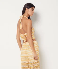 Etam Bicolour Crochet Tie-back Sleeveless Top SUNYELLOW Sale