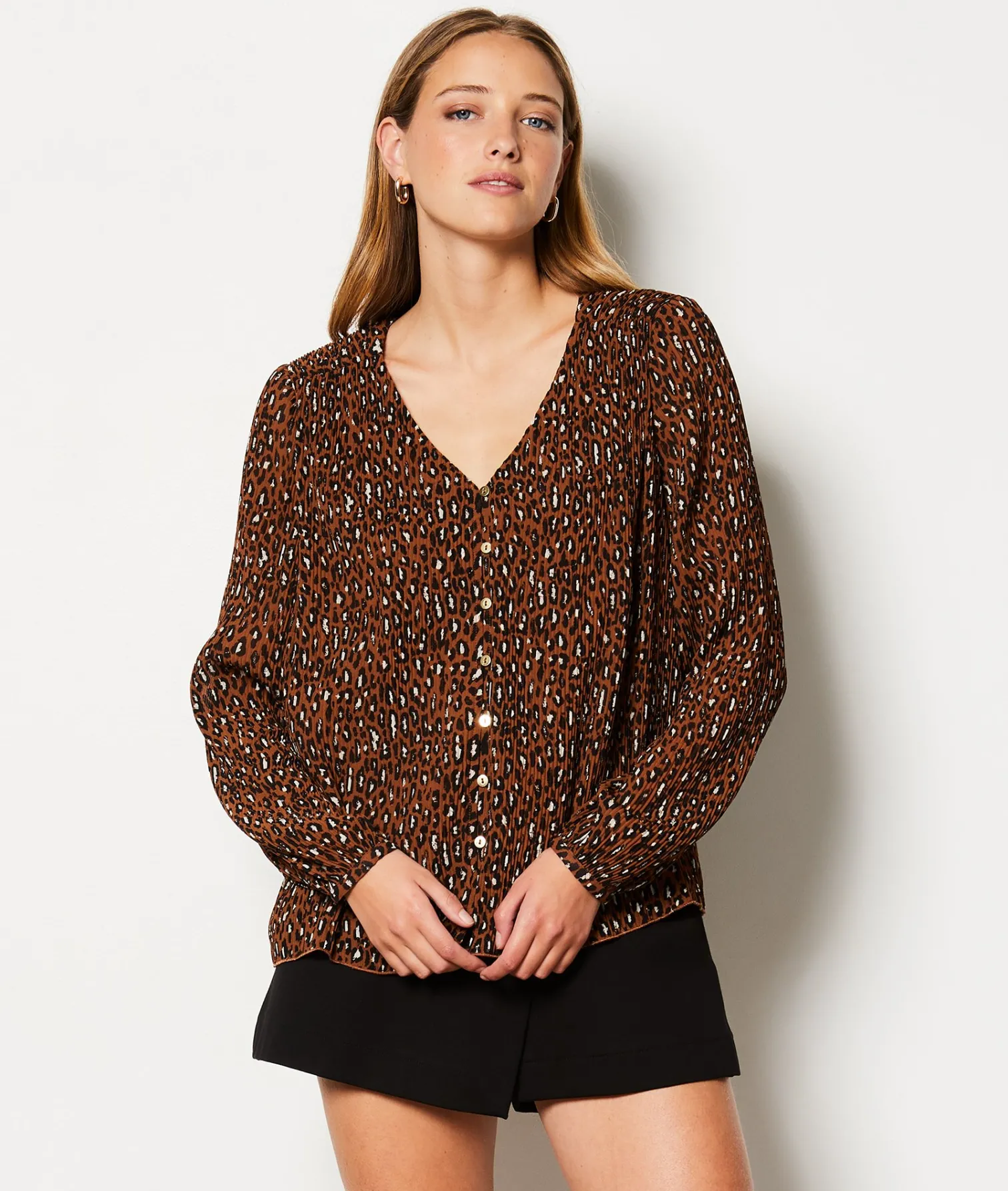 Etam Blouse boutonnée imprimée léopard IMPFDTAUPE Best