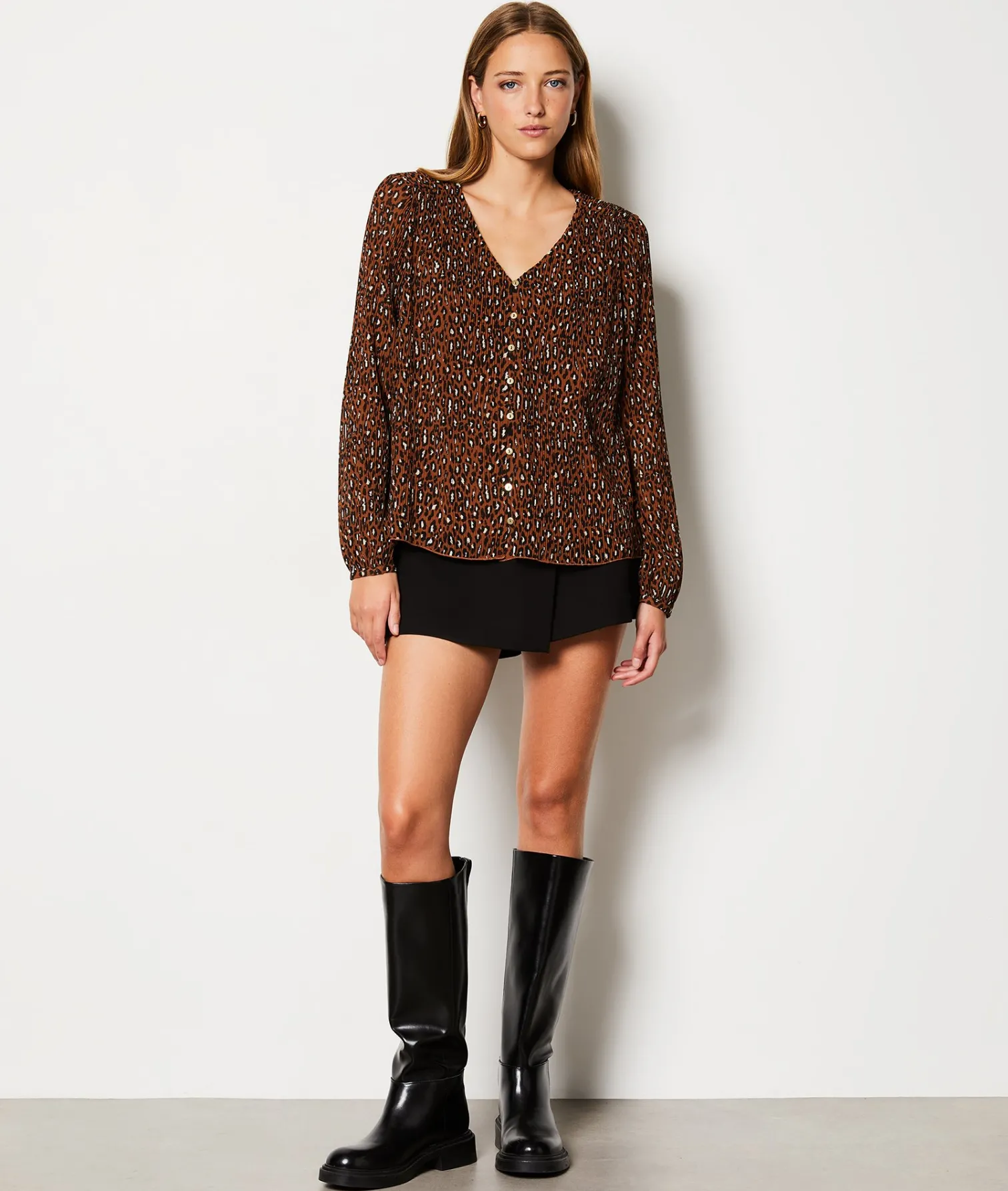 Etam Blouse boutonnée imprimée léopard IMPFDTAUPE Best