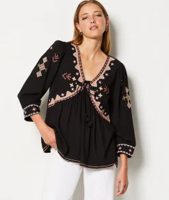 Etam Blouse brodée NOIR Best Sale