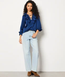 Etam Blouse col à lacets BLEUNUIT New