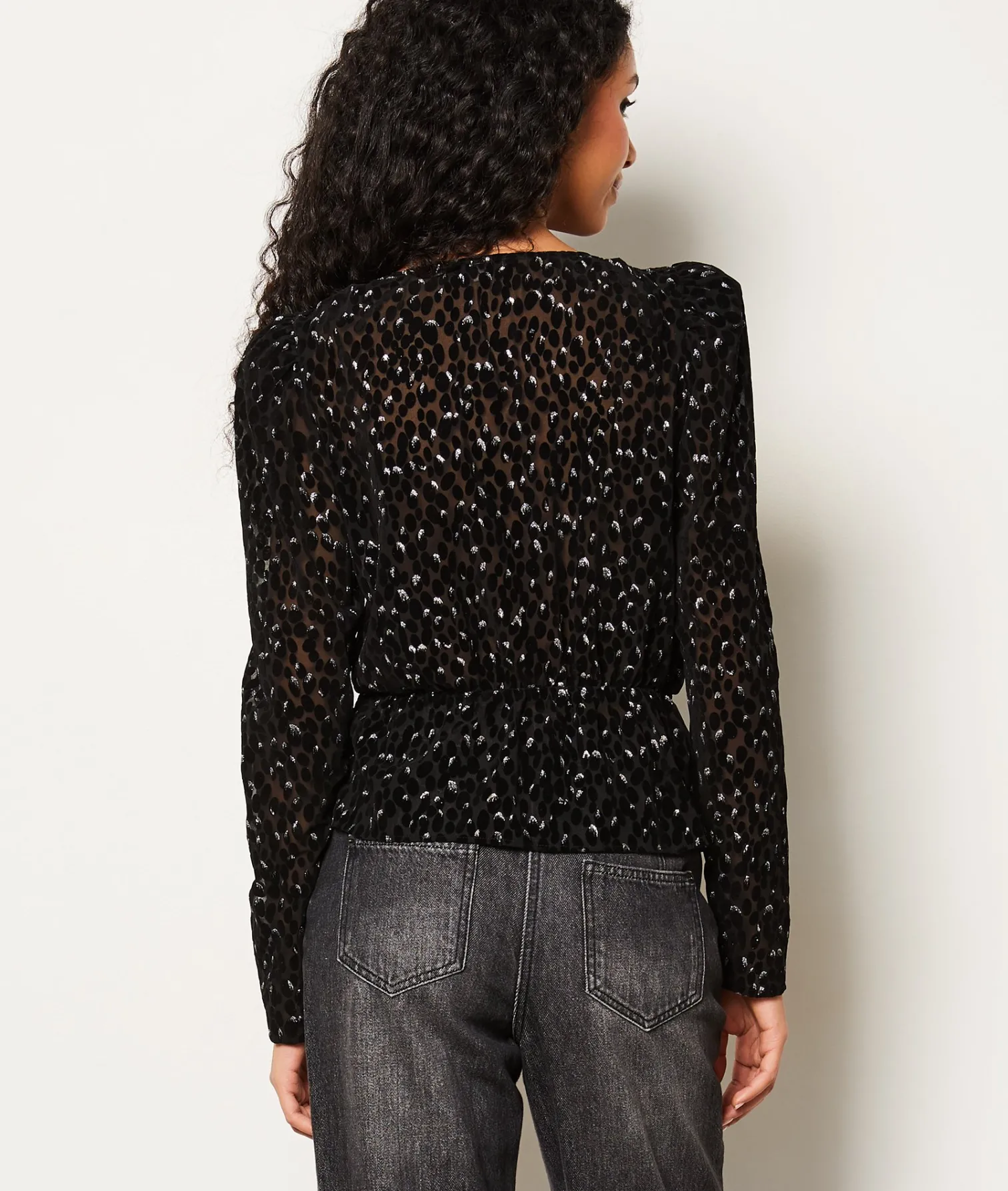 Etam Blouse col V à motifs pailletés NOIR Sale
