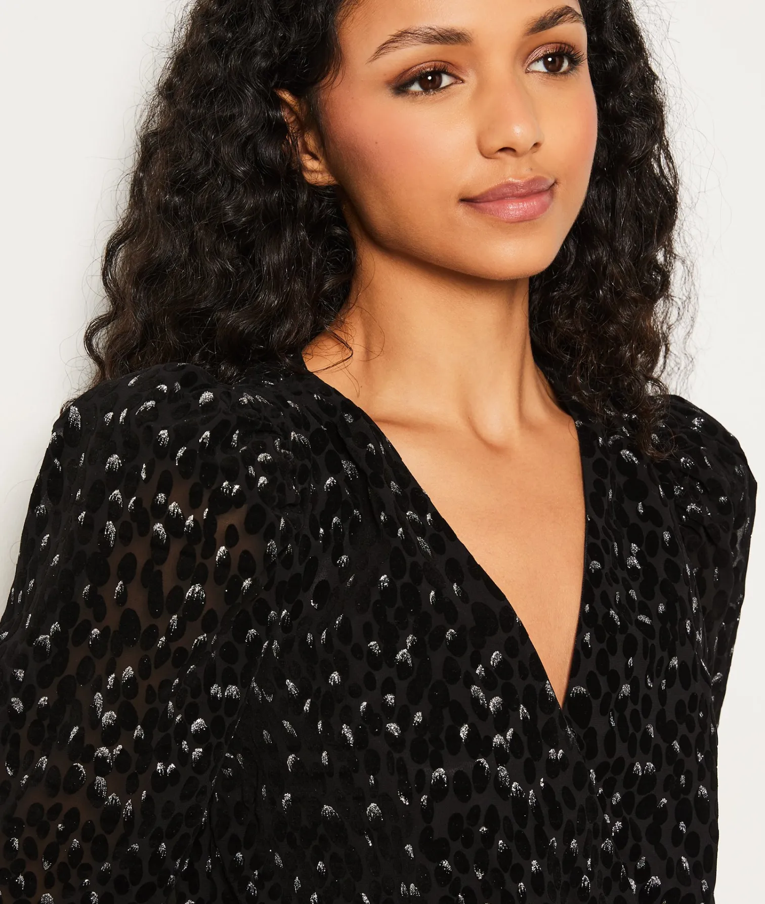 Etam Blouse col V à motifs pailletés NOIR Sale