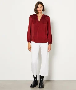 Etam Blouse satinée manches longues BORDEAUXGRENAT Shop