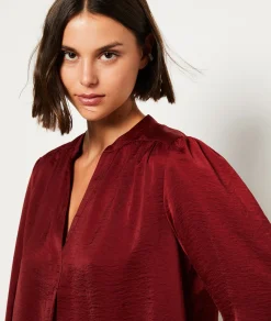 Etam Blouse satinée manches longues BORDEAUXGRENAT Shop