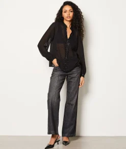 Etam Blouse transparente à strass NOIR Cheap