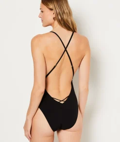 Etam Bodysuit with Tulle and Rhinestones BLACK Best Sale