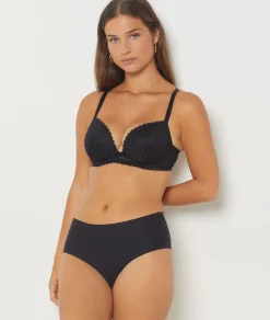 Etam Bra No. 5 - The Lightly Lined Plunge Bra BLACK Discount