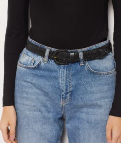 Etam Braided leather belt BLACK Discount