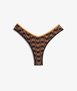 Etam Brazilian High-Leg Bikini Bottom Brown Fashion