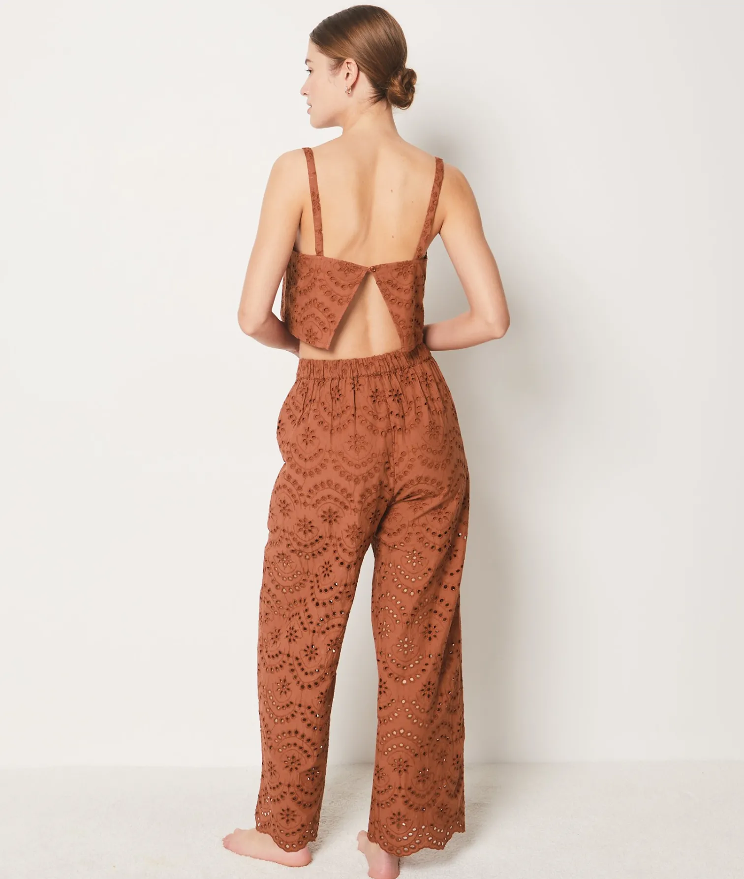 Etam Broderie Anglaise Trousers Brown Outlet
