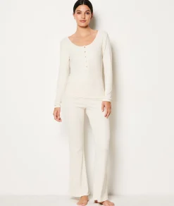 Etam Buttoned Long-Sleeved T-shirt ECRU Best Sale