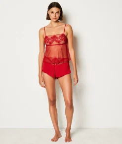 Etam Caraco transparent détails dentelle ROUGE Cheap