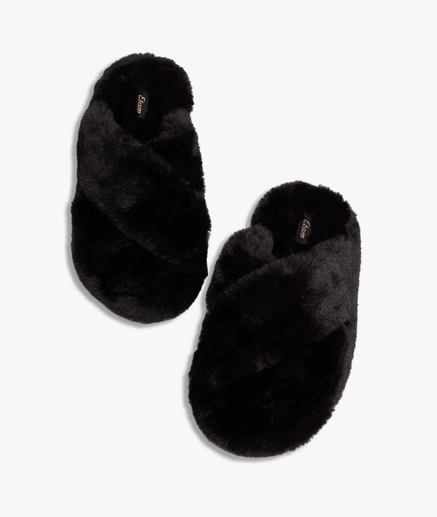 Etam Chaussons mules ouvertes en fourrure NOIR Fashion