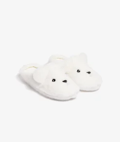 Etam Chaussons mules ouvertes lapin ECRU Discount