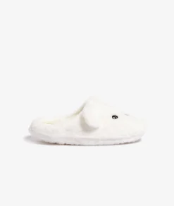 Etam Chaussons mules ouvertes lapin ECRU Discount