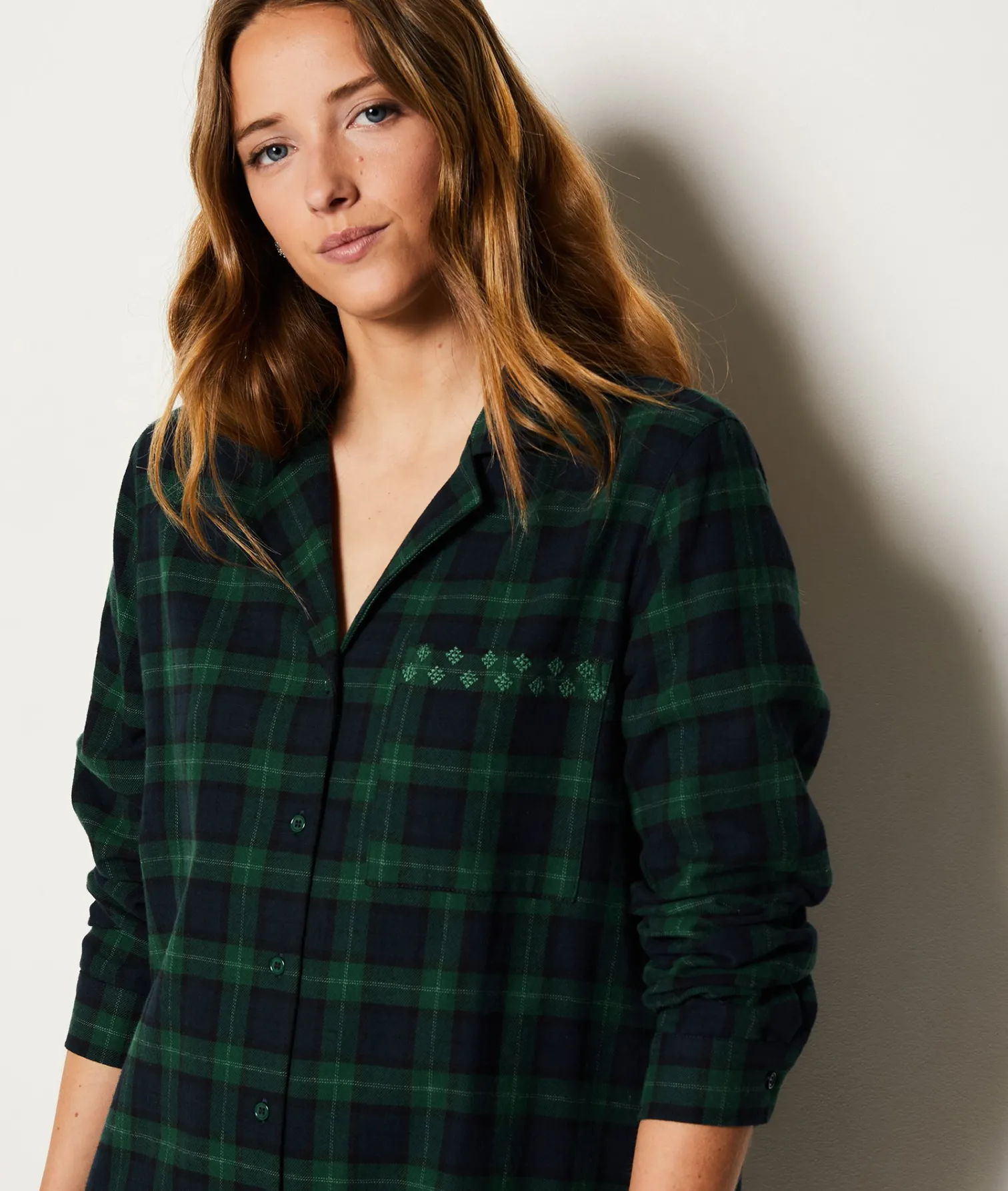 Etam Checkered Cotton Nightshirt GREEN Best