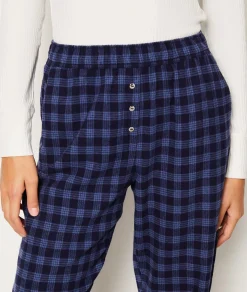 Etam Checkered Cotton Pyjama Bottoms MARINE Outlet