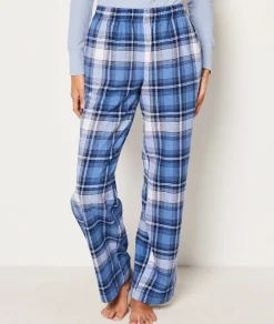 Etam Checkered Cotton Pyjama Bottoms BLEU Fashion