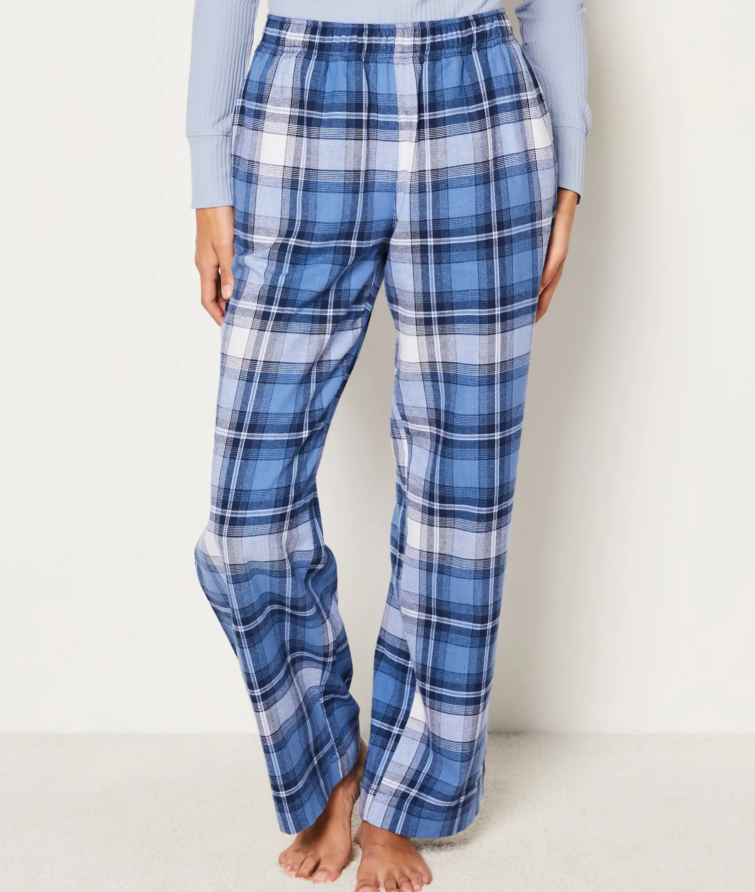 Etam Checkered Cotton Pyjama Bottoms BLEU Fashion
