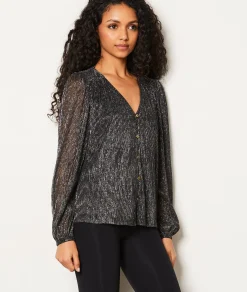 Etam Chemise col V à paillettes ARGENT Outlet