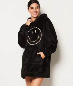 Etam Chemise de nuit à capuche Smiley®ORIGINALS NOIR Hot