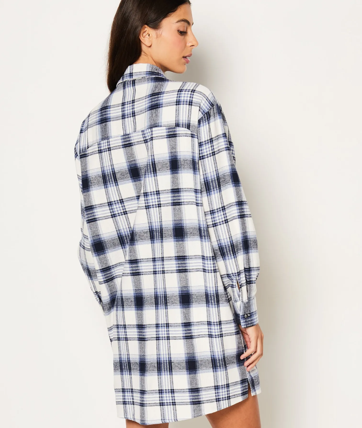 Etam Chemise de nuit en coton à carreaux GRIS Fashion