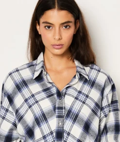 Etam Chemise de nuit en coton à carreaux GRIS Fashion