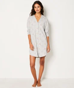 Etam Chemise de nuit en coton à cœurs GRIS Fashion
