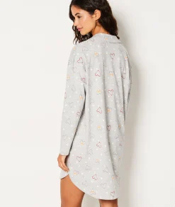 Etam Chemise de nuit en coton à cœurs GRIS Fashion