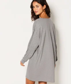 Etam Chemise de nuit en coton à motif ANTHRACITE Sale