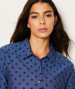 Etam Chemise de pyjama en coton à pois BLEU Discount