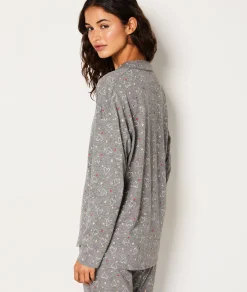 Etam Chemise de pyjama en coton à cœurs ANTHRACITE Shop