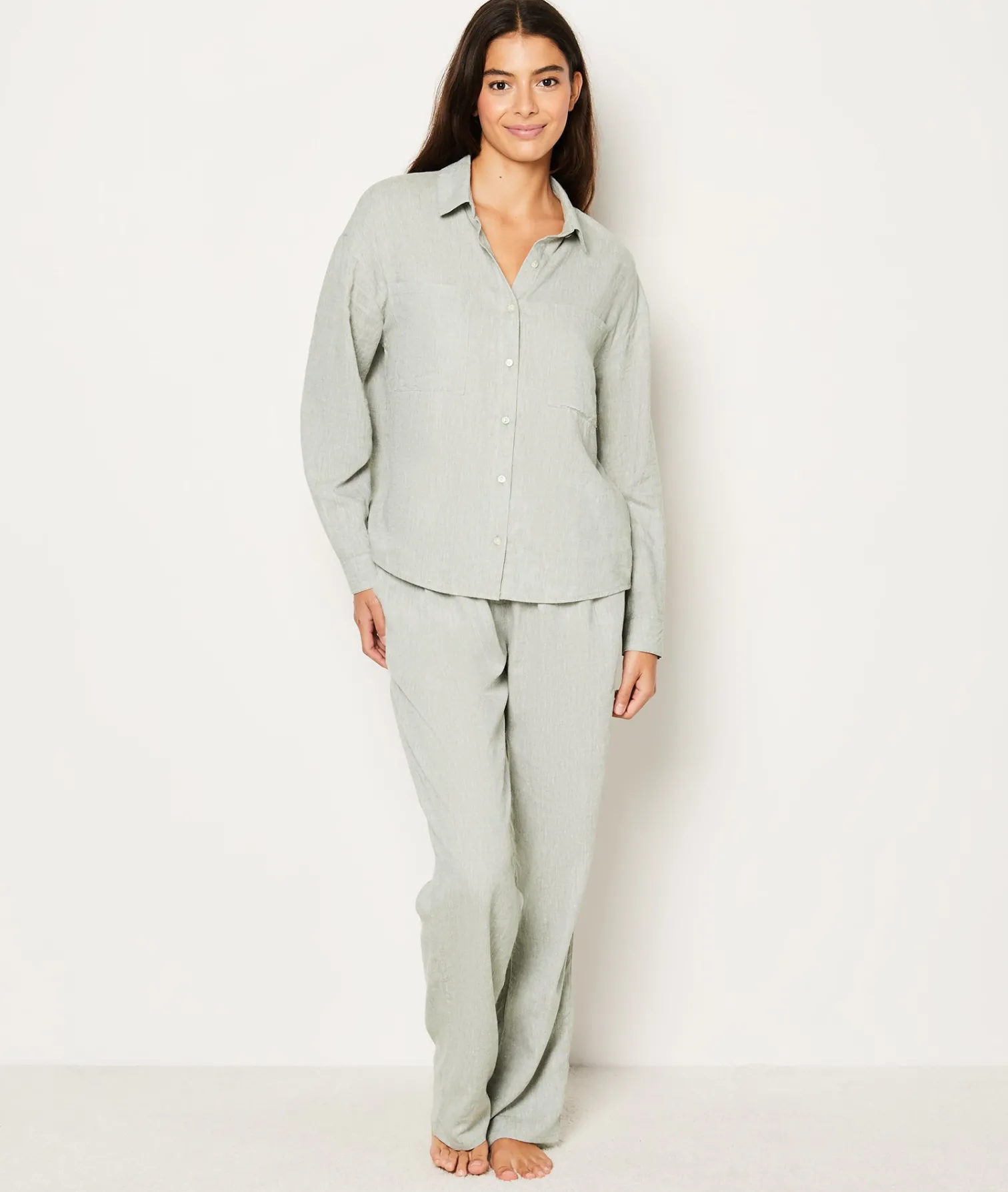Etam Chemise de pyjama en lin KAKI Cheap