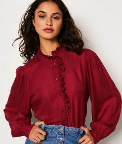 Etam Chemise fluide boutonnée brodée BORDEAUXGRENAT Flash Sale