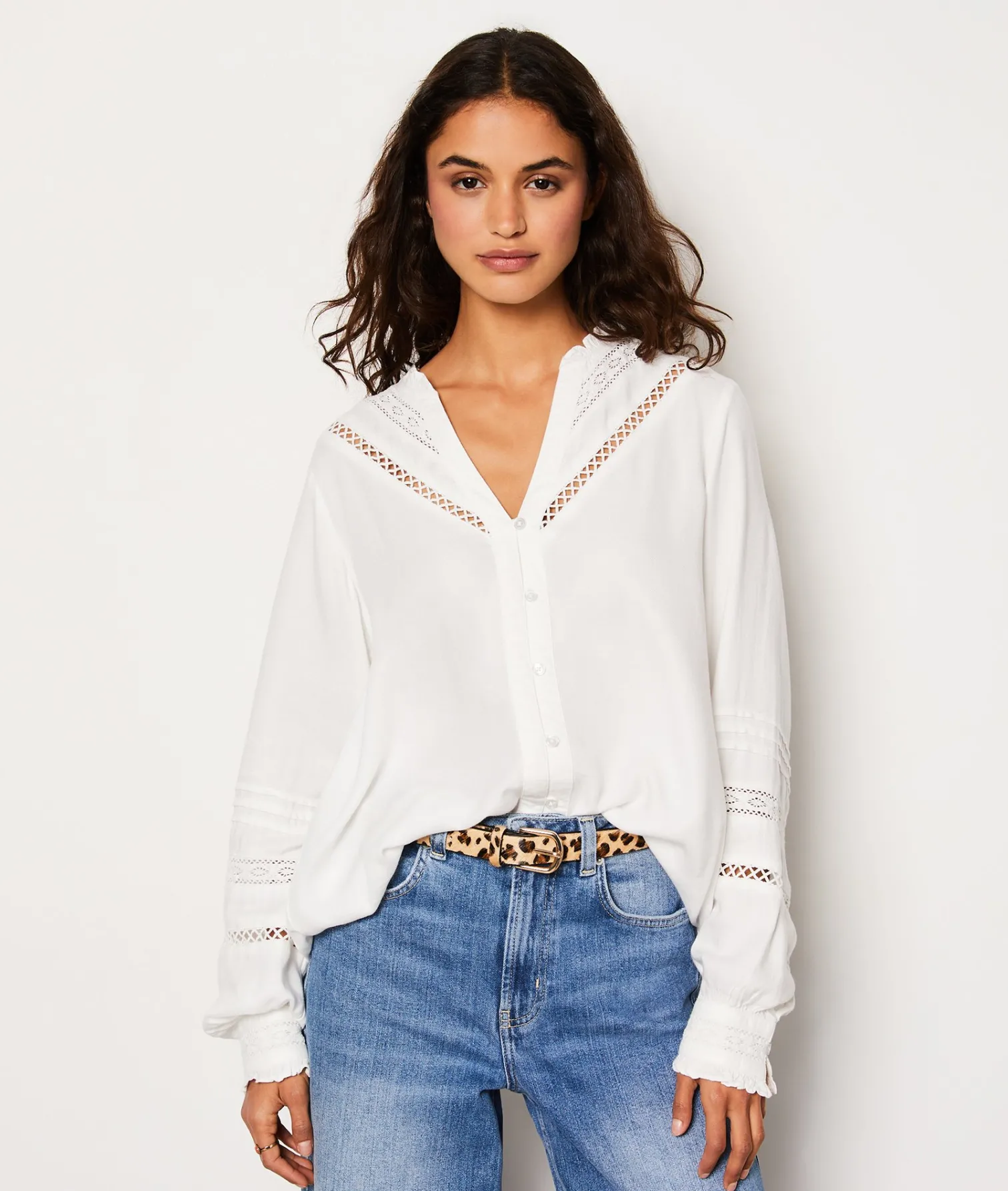 Etam Chemise fluide boutonnée brodée LIN Best Sale