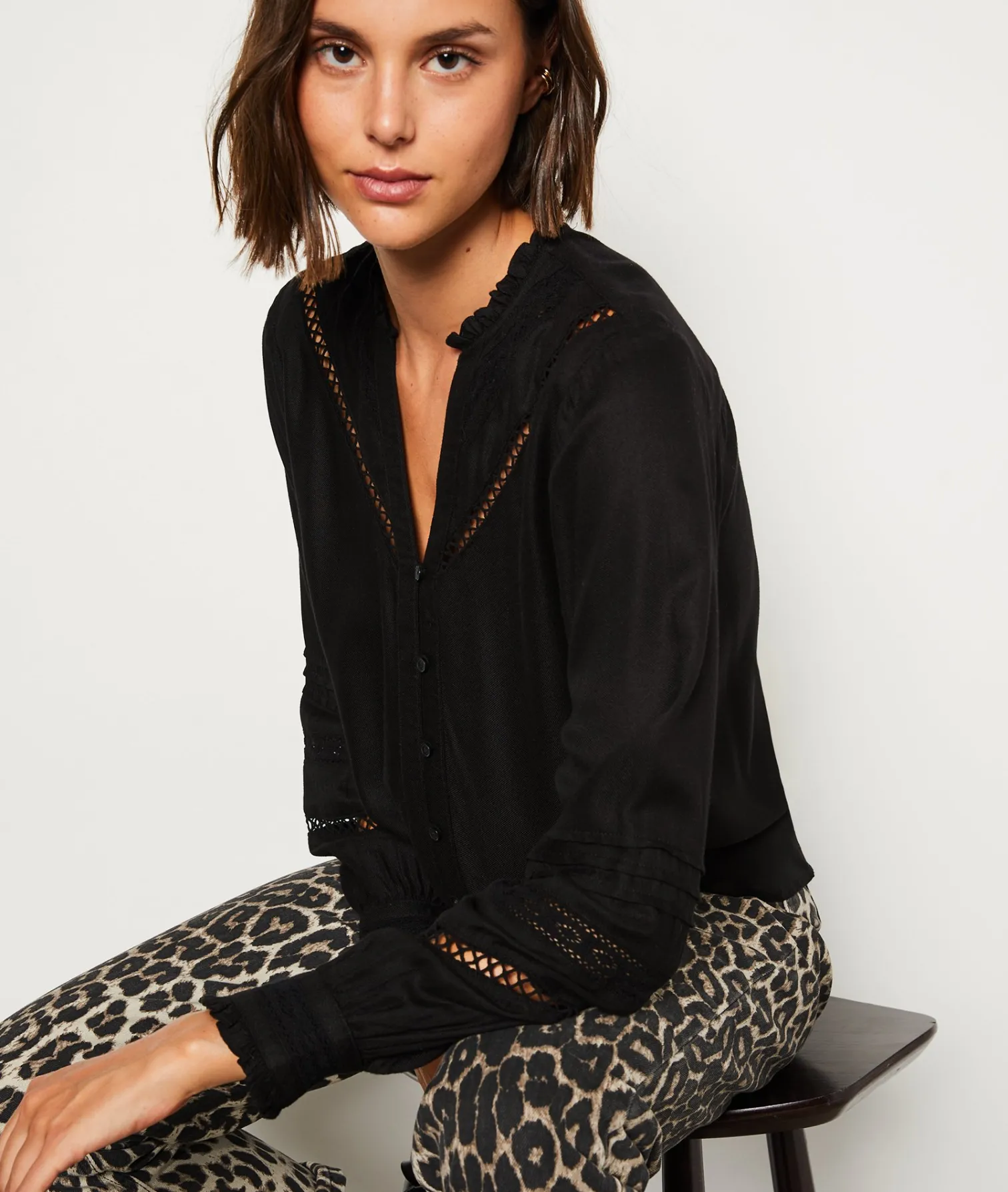 Etam Chemise fluide brodée NOIR Store