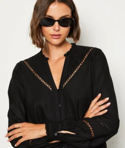 Etam Chemise fluide brodée NOIR Store