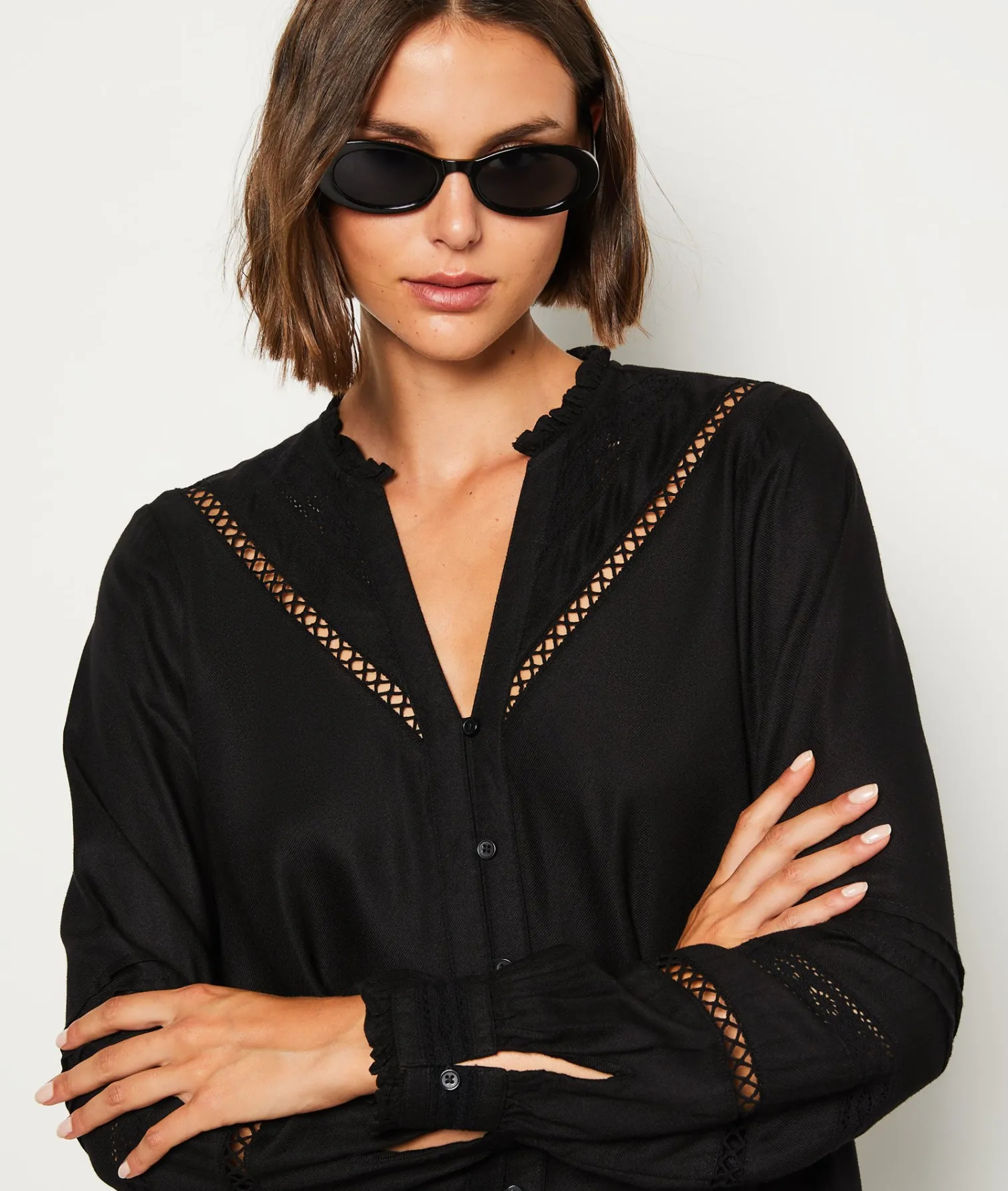 Etam Chemise fluide brodée NOIR Store
