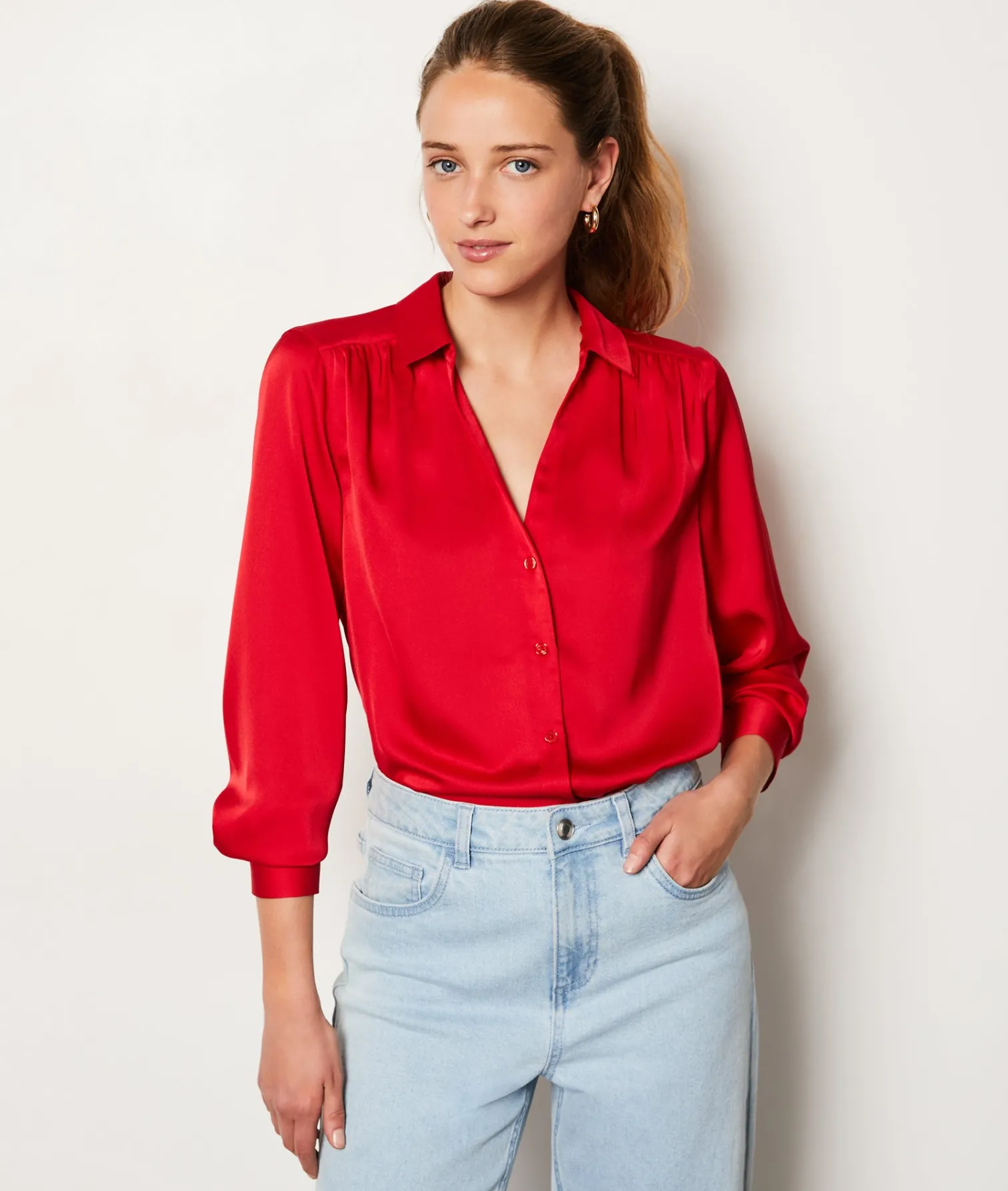 Etam Chemise satinée ROUGE Hot