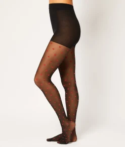 Etam Collant mode motif coeur - 30D ROUGE Store