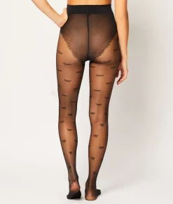 Etam Collant mode motif nœud - 15D NOIR Fashion