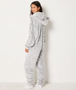 Etam Combinaison polaire à capuche GRIS Clearance